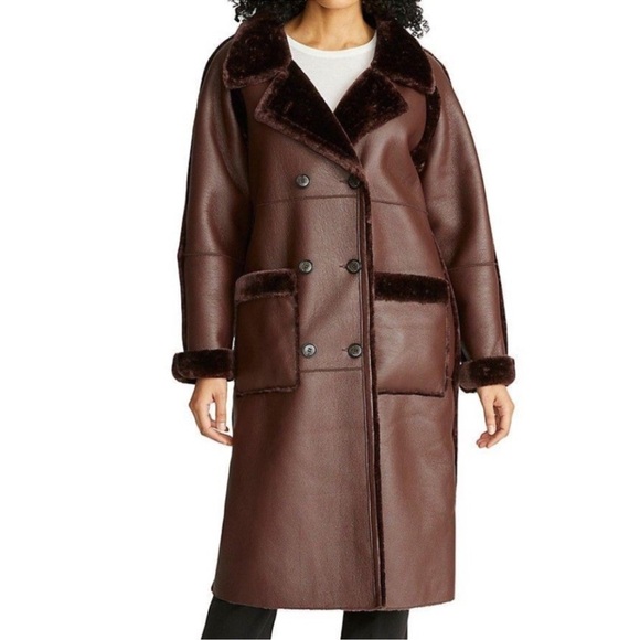 Rebecca Minkoff Women’s Shearling Lined Leather Coat - Picture 2 of 15